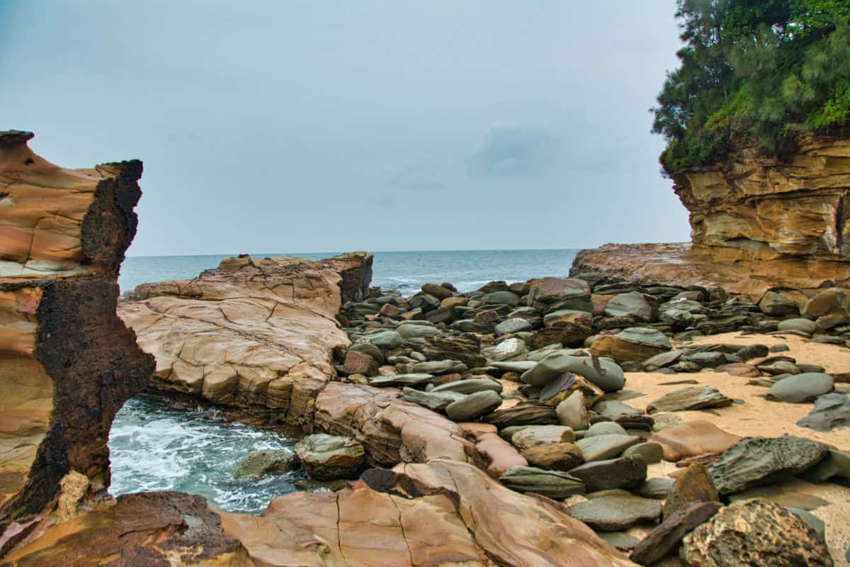 Avoca Beach rocks with calm ocean
