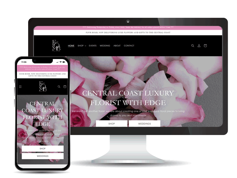 flwr bomb website central coast florist website