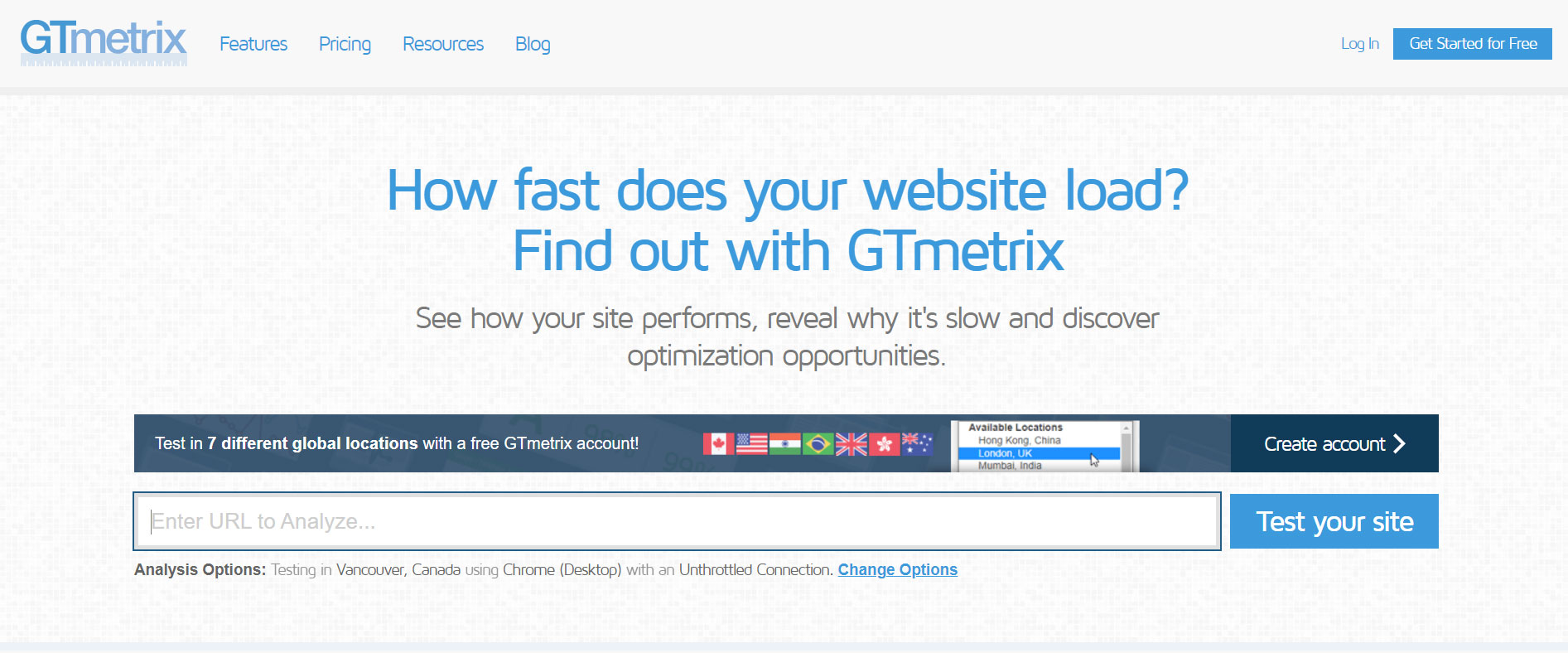 gtmetrix page speed test
