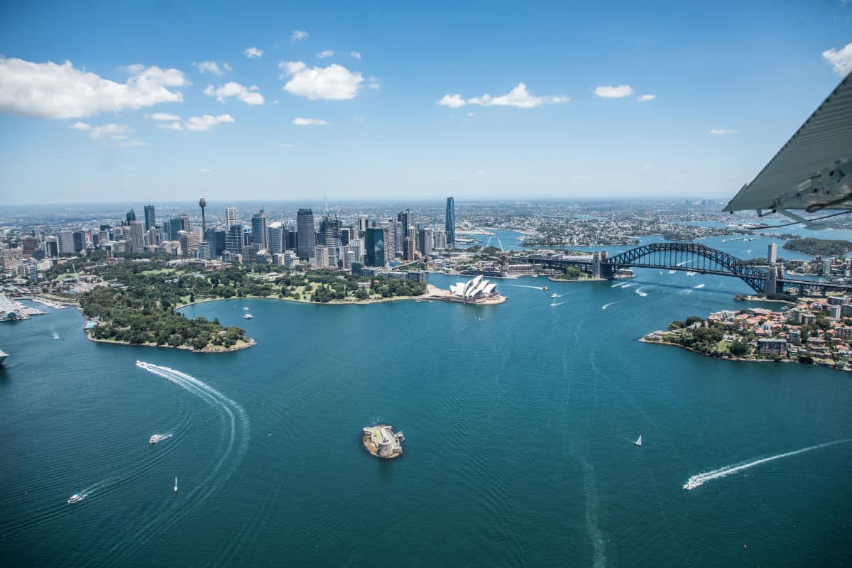 aerial view of Sydney harbour